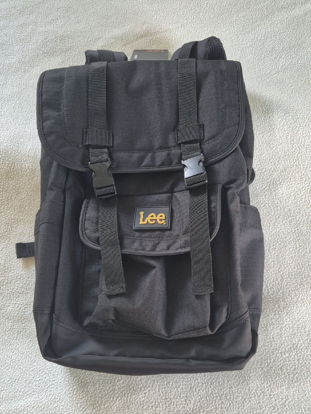 Lee Black Men's Canvas Backpack with Gold Logo Accent